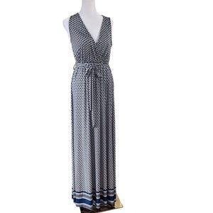 Tua Boutique Blue Floral Vneck Maxi Dress Size Small
